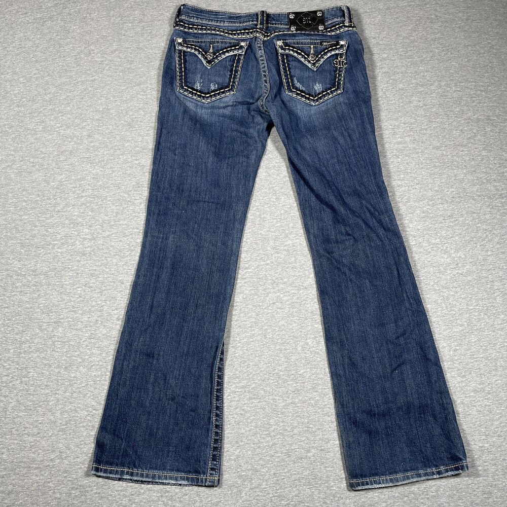 Miss Me Bootcut Jeans Womens 30 Blue Medium Wash Mid Rise Embellished Denim - Picture 6 of 10